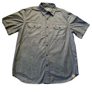 Carhartt Blue Button Down Shirt Relaxed Fit size XL Short Sleeve